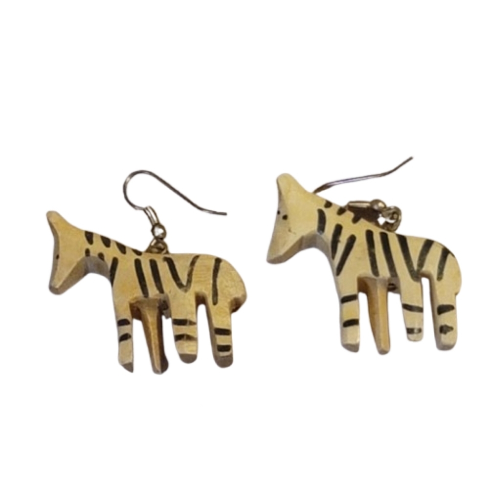 Zebra Pattern Wooden Earrings
